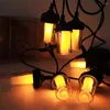 Strings 23FT 10Bulbs Flame Effect LED Lights Flickering Fire Emulation String Waterproof For Party Garden Backyard Hanging Decor