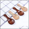 Spoons Wooden Mini Baby Spoons Powdered Milk Coffee Salt Spice Seasoning Scoops Kitchen Accessories Short Handle Round Ladle New Arri Dhqmt