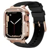 Custodia per cinturino in acciaio inossidabile con diamanti per Apple Watch Cover in TPU antiurto compatibile per iWatch Series 4 5 6 7 8 SE Custodia protettiva per cinturino da donna 40mm 41mm