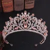 Joyería para el cabello de boda Barroco Vintage Oro rosa Melocotón Corazón Cristal Tiaras nupciales Coronas Desfile Diadema Velo Tiara Accesorios 220831