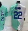 22 Bad Bunny New Baseball Jersey Blue and white half color Stitched Jerseys Men Women Size S--XXXL