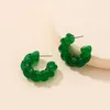 Серьги обруча UJbox Fashion Green Yellow Twist Акриловая смола для женщин Текстура праздничные аксессуары оптовые объем