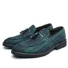 Mocassini classici uomini britannici tela tela plaid tassel slip-on business scartine casual festa quotidiano ad078 3567