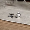 Charm 925 STERLING Gümüş Vintage Saplama Küpe Cadılar Bayramı Partisi Düğün Takı Hediyeleri Kızlar için Kadınlar Eğilim Olun 220901