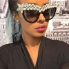 선글라스 패션 고양이 안구 결정 선글라스 여성 2018 이탈리아 브랜드 새로운 디자이너 대형 태양 안경 모조 다이아몬드 안경 여성 음영 T220831