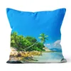 Kudde Medelhavet Sea Beach Style Style Coconut Tree Cover Cudowcase Decorative Marine Throw Cover 45x45cm Heminredning