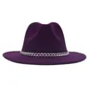 Beretti Autunno inverno Fedoras Donne Men Chain Iron Colore Solid Jazz Felted Hat British Bowler Cap Lady Vintage Cap Lady