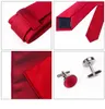 Cravates d'arc Gusleson Marque Soie Solide Cravate Set 6cm Rose Vert Cravate Poche Carré Mouchoir Boutons De Manchette Costume Pour Mariage