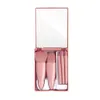 ravel Makeup Brushes Set Professional with Mirror 5Pcs Portable Small Makeup Brush for Face Eye Eyebrow Blush and Lip Gloss