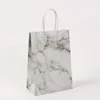Party Supplies Festival Christmas Gift Påsar Marmor Design Printing White Kraft Paper New Year Packaging Bag Twist Papers Handle 20220901 D3