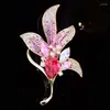 Broches delicados cúbicos zirconia magnolia broche flor pino acessórios de roupas corsage fêmea para mulheres folhetos de jóias luxo