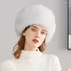 Berretti Europa e Stati Uniti Autunno Inverno Cappelli in pelliccia sintetica Berretti piatti in pelliccia fredda Neve russa