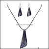 Boucles d'oreilles Collier Murano Verre Pendentifs Sier Feuille Lampwork Pendentif Soufflé Colliers Et Boucles D'oreilles Ensembles Bijoux De Mode En Bk Mus015 63 Dh8Qm