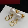 Designer Stud Womens Earring Hoop Earrings Luxury Pearl Studs 18K Gold Plated Stud Brand Top Quality Women Girls Chirstmas Gifts298I