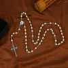 Pendant Necklaces Virgin Mary Triangle Pearl Rosary Cross Necklace Catholic Christian Wedding Prayer Beads