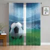 Perde Futbol Net Hedefi Sketch Sheer Pencere Perdeleri Yatak Odası Odası Modern Tül Voile Drapes El Kitchen