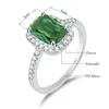 Klusterringar märke 925 silver smycken smaragd diamant för kvinnor fyrkantiga ädelstenar vintage vitguld ring kan födelsesten bague251d