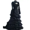 Vintage viktoriansk bröllopsklänning svart livlig historisk medeltida gotisk brudklänning med hög hals långa ärmar korsett vinter cosplay maskeradklänningar 2022