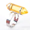 Natural Quartz Hexagonal Stone Adjustable Finger Ring For Women Jewelry Gift Fashion BX304