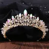 Düğün Saç Takıları Barok El Yapımı Altın AB Renk Kristal Boncuklar Gelin Tiaras Crown Büyük Pageant Diadem Head Bandı Aksesuarları 220831