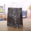 Party Supplies Festival Christmas Gift Påsar Marmor Design Printing White Kraft Paper New Year Packaging Bag Twist Papers Handle 20220901 D3