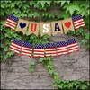 Banner Flags USA Swallowtail Banners Independence Day String Flags Letters Bunting 4th of JY Party Decoration 1363 V2 Drop Delivery 2 DH4JN