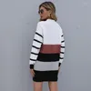 Casual Dresses Women Striped Long Sleeve Dress Loose White Mini Knitted Elegant Fashion Autumn Winter Basic Sweater Ladies 2022