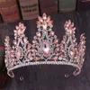 Wedding Hair Jewelry Baroque Rose Gold Pink Crystal Bridal Tiaras Crown Big Diadem Veil Tiara Bride Headbands Accessories 220831