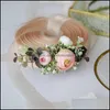 Cestini portaoggetti Fatti a mano Verde Pettine per capelli Sposa Copricapo con fiori rosa e foglie per la cerimonia di nozze Drop Del Homeindustry Dh1Qo