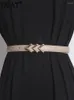 Belts Fashion Elegant Women's Solid Color Golden Litchi Striped Hidden Breasted Belt Female Tide Summer 2022 17A1974