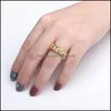 Band Rings Varole Punk Rock Texture Ring Gold Color Simple Finger Rings For Women Fashion Jewelry 332C3 Drop Delivery 2021 Bdehome Dhz4P