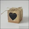 Confezione regalo Scatola di caramelle Cuore romantico Sacchetto regalo Kraft con spago di tela Bomboniere chic Forniture 5X5X5Cm 179 V2 Drop Delivery 2021 Ho Dhbun