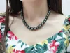 Łańcuchy naturalne wysokiej klasy 18 cali 11-12 mm morze południowe oryginalny biały czarny pawie okrągły naszyjnik perłowy luksusowa biżuteria