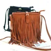 Bolsas de noite Super vintage Bohemian Fringe Messenger Crossbody Bag Pu Leather Women Tassel Boho Hippie Gypsy Feminino Bolsas