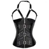 Bustiers korsetter Steam Punk Open Bra Corset Underbust Rivet Suspender Buckle Zip Midje Cincher Bustier Women Modeling Strap