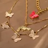 Ketten en Bohemian Mehrschichtkettenketten Halsketten für Frauen Schmetterling Anhänger Kristallhalshalsketten Sets Trendy Schmuck Mode Mode