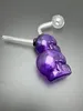 Fumar tubo viajar tabaco cachimbo de cachimbo de esqueleto roxo mini garrafa de água de vidro