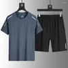 Męskie dresy 2022 Męska odzież sportowa 2 szt./Set Summer O-Neck Casual T-shirt TOP LUSE Sport Sport Short Rleeves Męski garnitur na siłowni