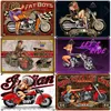 Metalen schilderij motorfiets garage metalen borden plaque retro vintage metalen tinnen plaat garage auto reparatie motor club man cave muur bord decoratie t220829