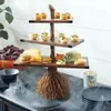 Party Dekoration Halloween Kreative Hexe Besen Snack Tablett Korb 3Tiered Server Holz Schüssel Ständer Dessert Brot Teller 220901