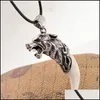 Pendant Necklaces Punk Gothic Wolf Tooth Men Necklace Fashion Resin Alloy Head Pendant For Boy Jewelry Gifts1040 T2 Drop Delivery 202 Dhbwj