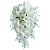 Bröllopsblommor Popodion Bridal Waterfall Bouquet Holding Po Po Props Bridesmaid ZJJ10033