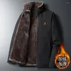 Herren-Daunenjacke, große Größe 5XL, klassische warme Parkas für Herren, mit Fleece gefüttert, dicke Thermojacken und Mäntel, Stehkragen, einfarbig