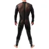 Canottiere 3XL Pelle Verniciata Mens Sexy Maniche Lunghe Cerniera Cavallo Aperto Catsuit Zentai Tuta Usura Del Partito Pantalone Tuta Tuta Taglie Forti