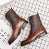 Shoes Pointed Boots Classic Men British Toe Color Matching PU ing Retro Lace Fashion Casual Outdoor Daily 22