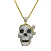 Colares pendentes Hip Hop Hip Hop Cubic Zirconia pavimentou Bling Iced Out Pirate Skull Pingents Colar para Men Rapper Jewelry Gold Silver Color