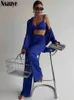 Women's Tracksuits Nsauye Elegant Fashion Satin Women Tracksuit Pants Loungewear Casual Set Loose Y2K Shirt Tops And Wide Leg Pants Three Piece Set T220827