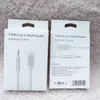 Tablett PC-tillbehör Typ C till 3,5 mm Aux Cables Jack Earphone Audio Adapter Cable för Samsung Huawei Xiaomi Android Mobiltelefonpaket Box USB Typ-C Hörlurar Linje