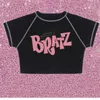 Women039s Tops Tees Female Tshirt y2k Vintage Street goth Tshirt Harajuku black Women Short Sleeve Tee BRATZ Print roupas f8778675