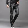 Pantalon Homme Hiver Personnalité Pantalon En Cuir Pu Hommes Sarouel Pieds Mode Pantalon Homme Rue Nouveauté Noir